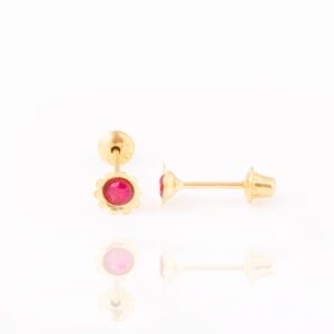 Par de Brincos Infantil Flor Zirconia Rosa