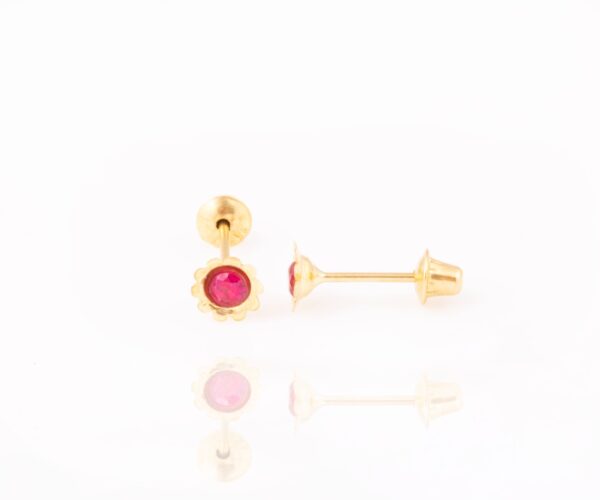 Par de Brincos Infantil Flor Zirconia Rosa