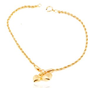 Pulseira Cordão Baiano e  2 Corações