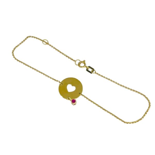 Pulseira Elo Português Chapa Coração e Zircônias - Image 5