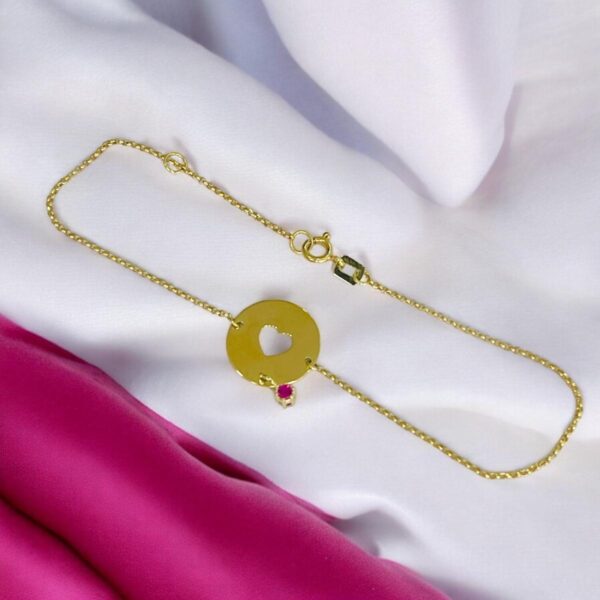 Pulseira Elo Português Chapa Coração e Zircônias - Image 6