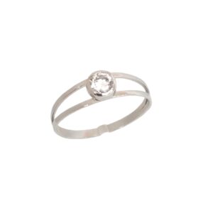 Anel Solitário Zirconia Ouro Branco