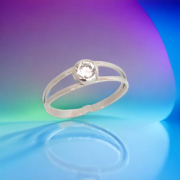 Anel Solitário Zirconia Ouro Branco - Image 2