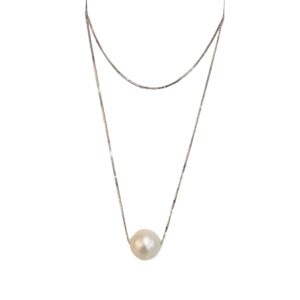 Gargantilha c/ Pérola Água Doce Ouro Branco