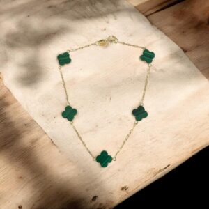 Pulseira trevo Malaquita verde