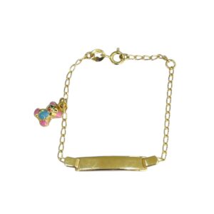Pulseira infantil Chapinha c/ pingente Urso