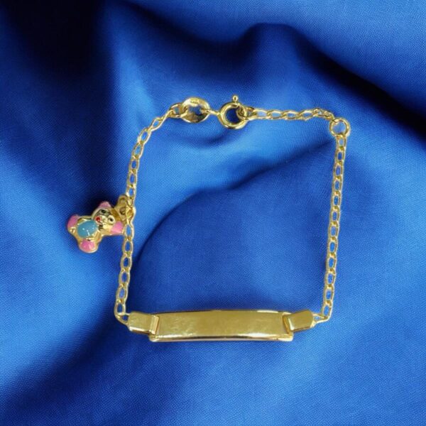 Pulseira infantil Chapinha c/ pingente Urso - Imagem 3