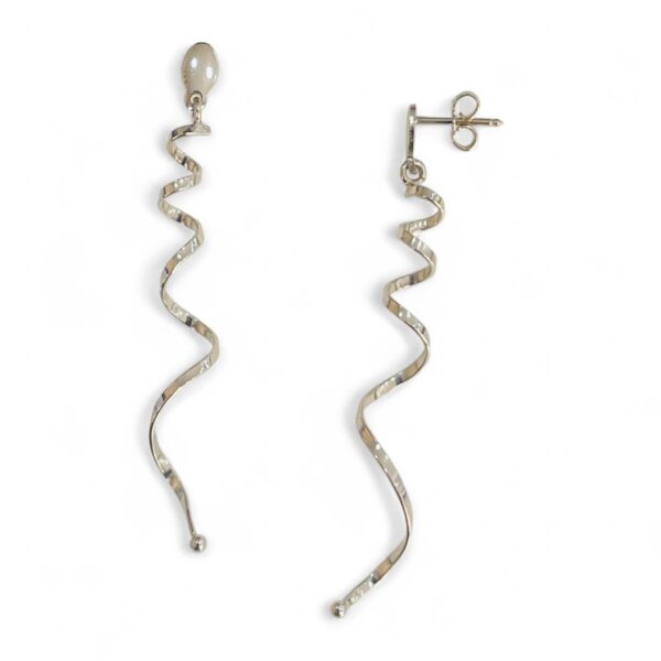 Par de Brincos em Espiral Ouro Branco - Imagem 2