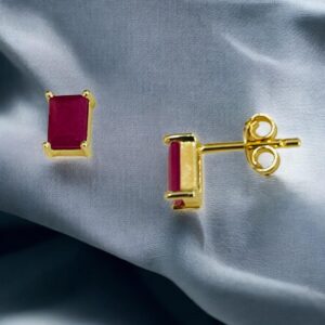 Par de Brincos Rubi Retangular