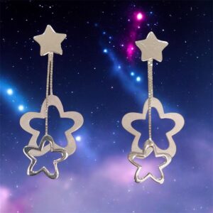 Par de Brincos Estrela Ouro Branco
